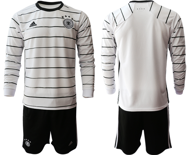 Men 2021 European Cup Germany home white Long sleeve Soccer Jersey->germany jersey->Soccer Country Jersey
